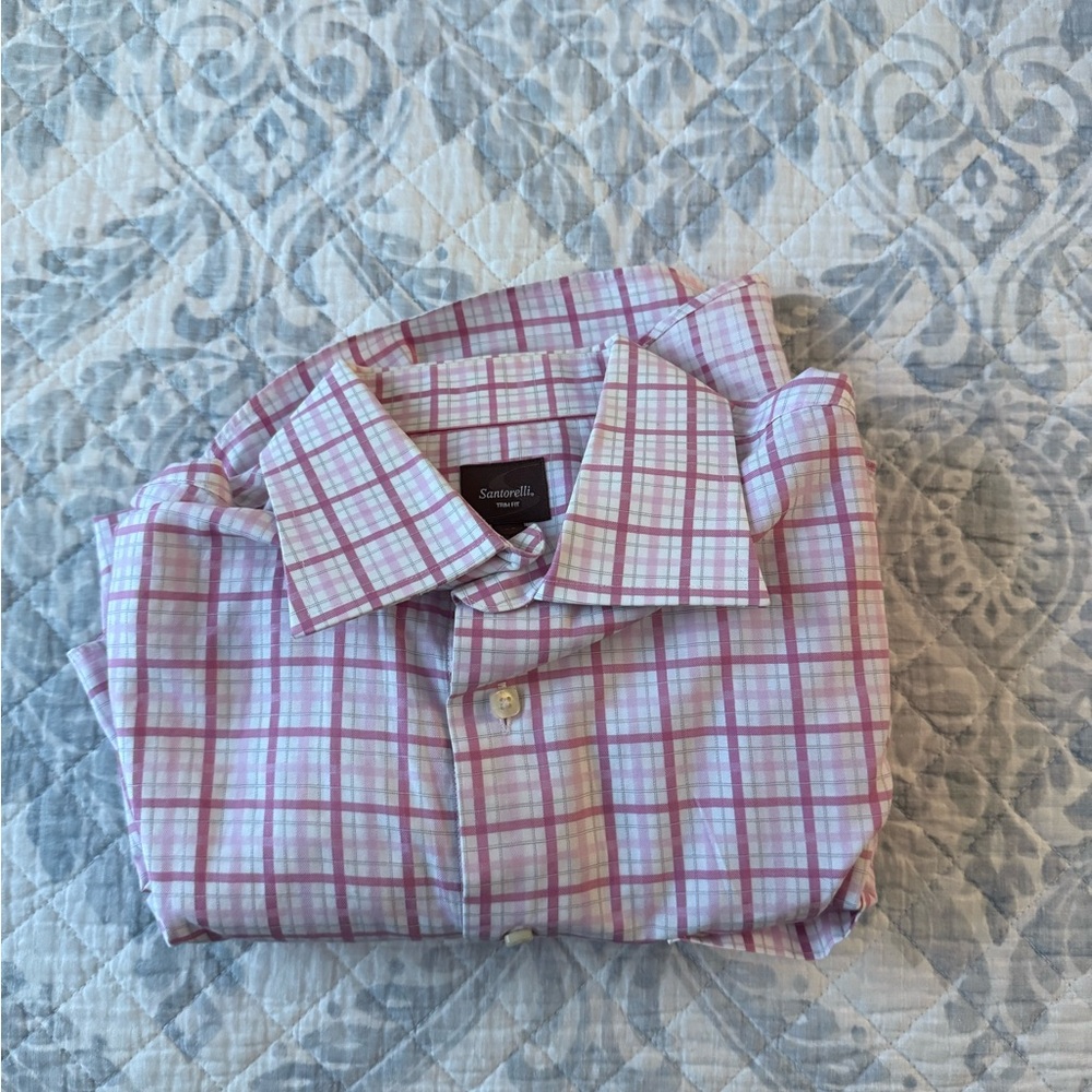 Santorelli Pink Button Down Dress Shirt
